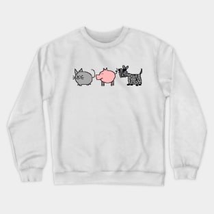 Pixelart Cute Animals Cat Pig Dog Crewneck Sweatshirt